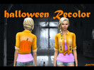 Sims 4 — Halloween Recolor by Kota7135 — An orange shirt with a nice little pumpkin and cats on it. 