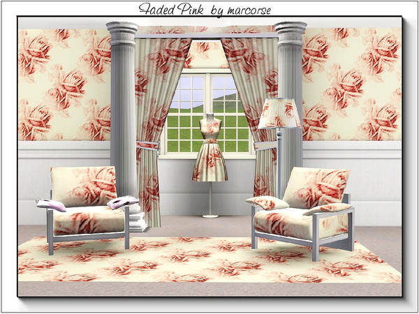 Sims 3 — Faded Pink_marcorse by marcorse — Fabric pattern: retro design of faded pink roses