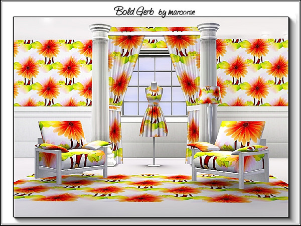 Sims 3 — Bold Gerb_marcorse by marcorse — Fabric pattern - bold and beautiful orange gerbera blooms