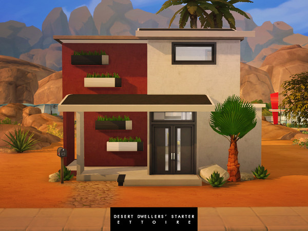 Sims 4 — Desert Dwellers' Starter by Ettoire — A simple, modern starter; ideal for your sim families that has three sims.