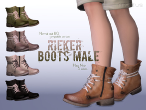 Sims 4 — Rieker Boots Normal+HQ Compatible by Ms_Blue — Cool Rieker Boots in leather. Shoelace is attached around the