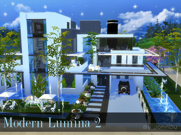 Sims 4 — Modern Lumina 2 by johnDu — This is another version of Modern Lumina, a four story minimalist modern home. This