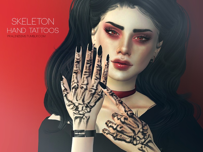 Pralinesims' Skeleton Hand Tattoos