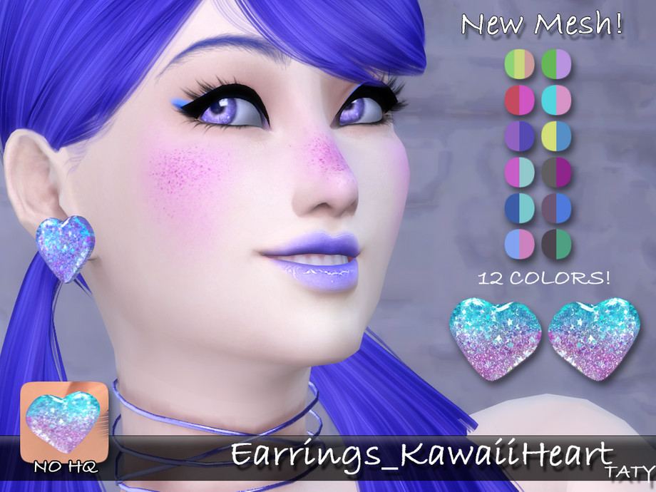 Sims 4 - Ts4 Taty_Earrings_KawaiiHeart by tatygagg - - Female - Human, Alie...