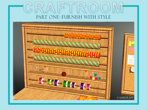 Sims 3 — Ribbon Gift Wrap Unit by Cashcraft — It's a place to store and organize all of your ribbons, gift wrap materials