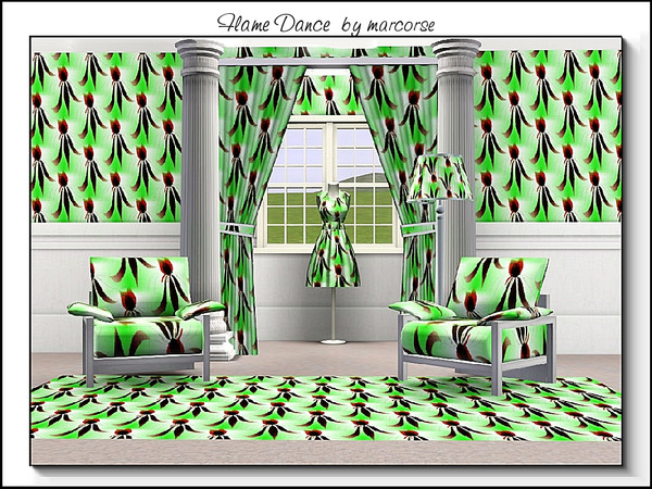 Sims 3 — Flame Dance_marcorse by marcorse — Abstract pattern: skirted flame in a stylised dance pose