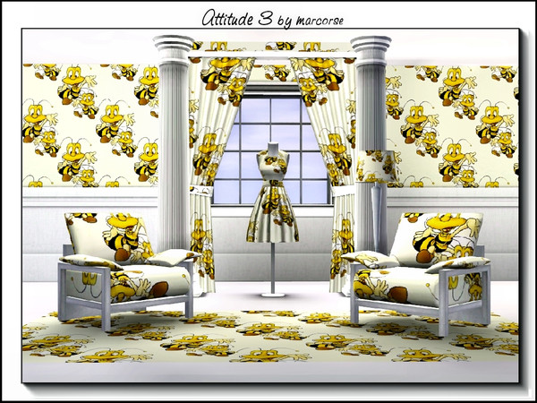 Sims 3 — Attitude 3_marcorse by marcorse — Themed pattern: bumblebees with attitude for a child's room.