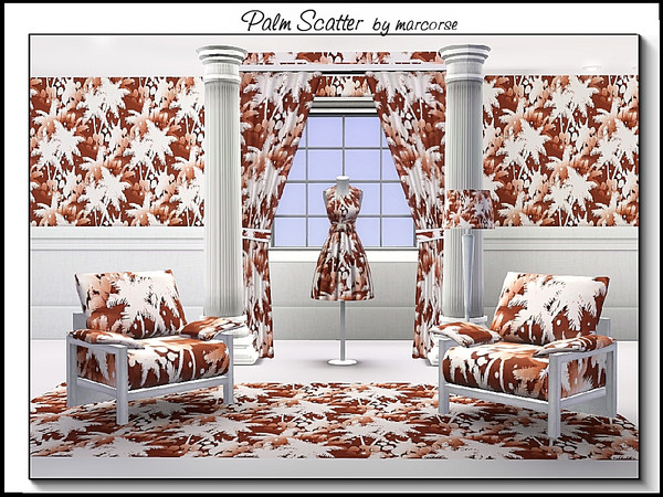 Sims 3 — Palm Scatter_marcorse by marcorse — Fabric pattern: palm trees and scattered bursting bubbles . . .. in