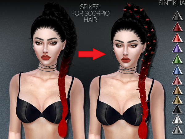 Sims 4 — Sintiklia - Spikes for Scorpio hair by SintikliaSims — Suits only with Scorpio jair 12 metallic colors HQ