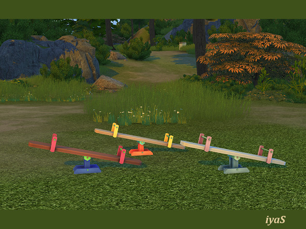 Sims 4 — Happy Childhood Seesaw Swing by soloriya — Colorful seesaw swing. This is decorative item only. Part of Happy