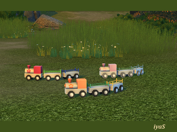 Sims 4 — Happy Childhood Train by soloriya — Cute little train with two wagons. Part of Happy Childhood set. 3 color