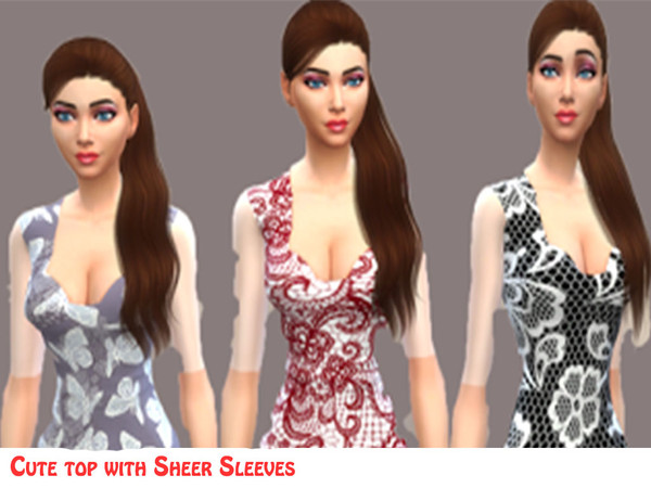 Sims 4 — Cute Top with Sheer Sleeves by Anni-Sims — today i have a Cute Top with Sheer sleeves. this Cute top is for teen