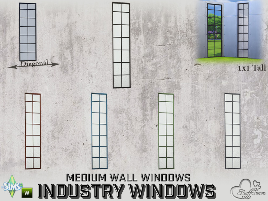 The Sims Resource - Industry Windows Medium Wall 1x1 Tall