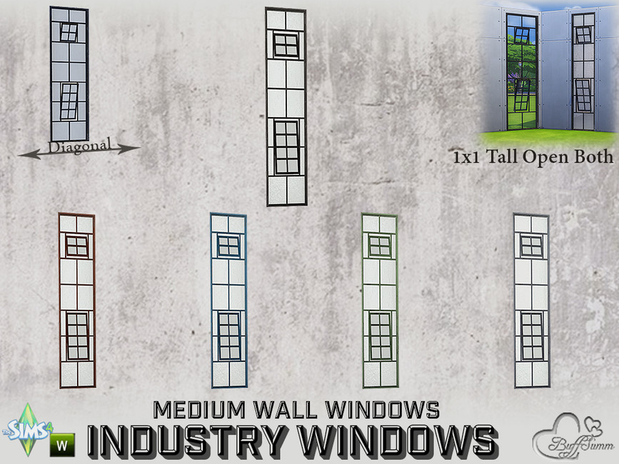 The Sims Resource - Industry Windows Medium Wall 1x1 Tall Open Both