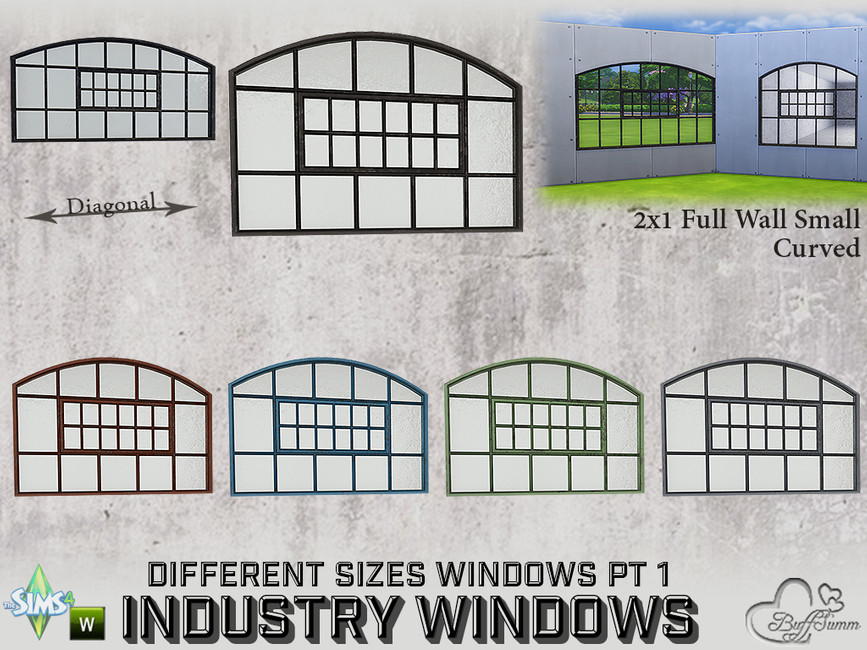 The Sims Resource - Industry Windows 2x1 Full Curved Small Close