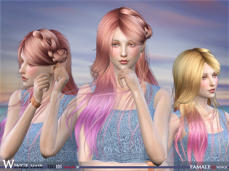 Sims 4 - WINGS SIMS4HAIR TEO101 F by wingssims - This work has 20 colors. 