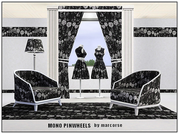Sims 3 — Mono Pinwheels_marcorse by marcorse — Abstract pattern: abstract pinwheel design in monochrome black and white