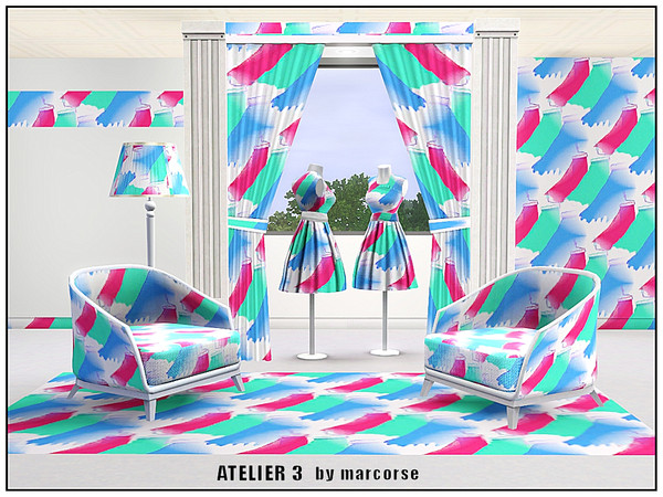 Sims 3 — Atelier 3_marcorse by marcorse — Themed pattern - paint rollers in red, green and blue.