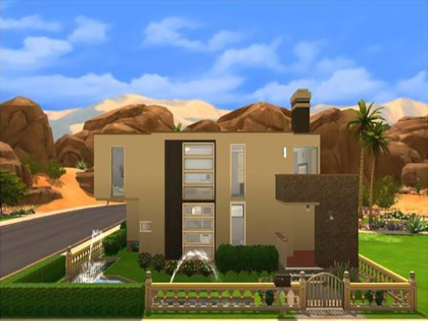 Sims 4 — Modestly Modern Mansion by angelxwish2 — This is a small modern mansion on a 30x20 lot. External: Large swimming
