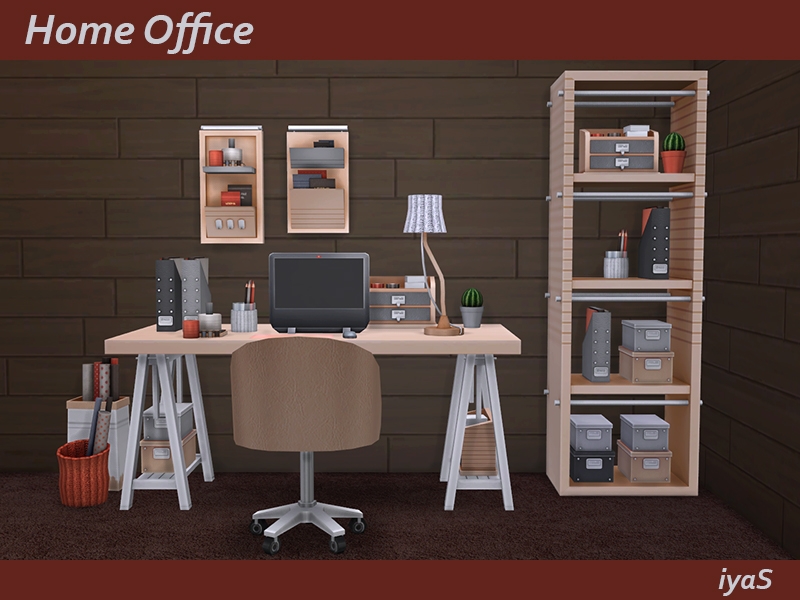 Sims 4 — Home Office by soloriya — Practical set for you home office. Includes 14 objects. Has 4 color variations. Items