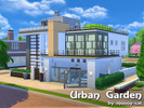 Sims 4 — Urban Garden by moony-cat — Compact modern house in city centre for big family with roof terrace, pool and