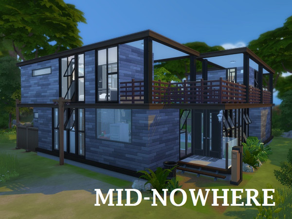 Sims 4 — Mid-nowhere by am4n32 — This 2 floor house have 3 bedrooms, 3 bathrooms, living room, an open dining+kitchen bar