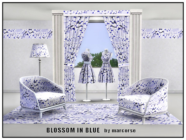 Sims 3 — Blossom in Blue_marcorse by marcorse — Fabric pattern: blue centred white blossoms against blue sky