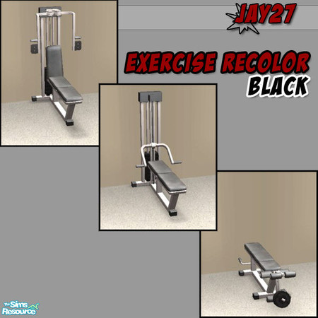 Sims 2 — Exercise Equipment Recolors - Black by Jay27 — BLACK: Matching set of the exercise equipment. Works for all