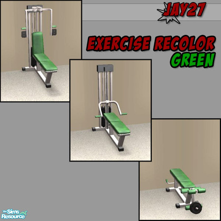 Sims 2 — Exercise Equipment Recolors - Green by Jay27 — GREEN: Matching set of the exercise equipment. Works for all