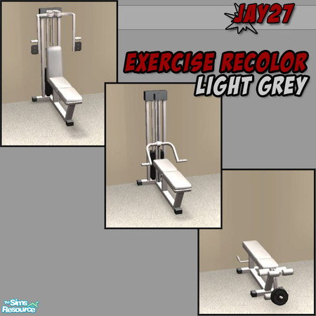 Sims 2 — Exercise Equipment Recolors - Light Grey by Jay27 — LIGHT GREY: Matching set of the exercise equipment. Works