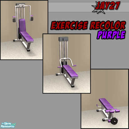 Sims 2 — Exercise Equipment Recolors - Purple by Jay27 — PURPLE: Matching set of the exercise equipment. Each color works