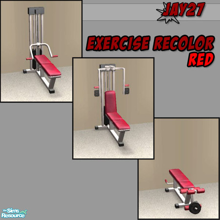 Sims 2 — Exercise Equipment Recolors - Red by Jay27 — RED: Matching set of the exercise equipment. Each color works for