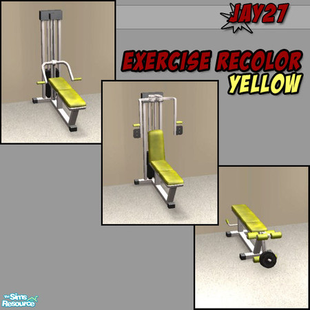 Sims 2 — Exercise Equipment Recolors - Yellow by Jay27 — YELLOW: Matching set of the exercise equipment. Each color works