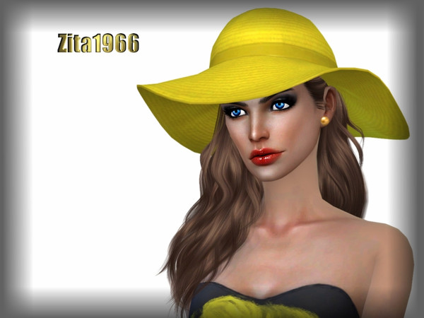 Sims 4 — YELLOW HAT by ZitaRossouw2 — Sims 4 Base Game Recolor Female hat Part of a set