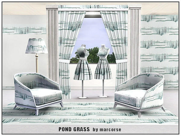 Sims 3 — Pond Grass_marcorse by marcorse — Themed pattern: pond grass and water in soft green/blue