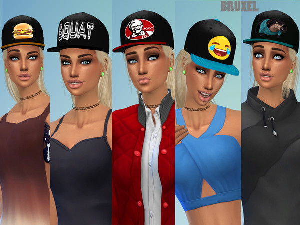 Sims 4 — Flat Brim Hat -Bruxel by Bruxel — Flat brim casual hat could go with lots of outfits. Different variants. Male