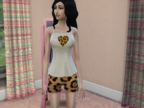 Sims 4 — Leopard Print Pajama Shorts by afbmom4142 — Pajama shorts made with a fuzzy leopard print design.