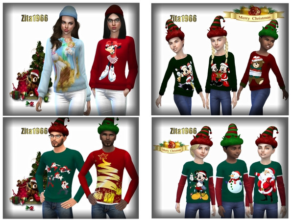 Sims 4 — 2016 XMAS FAMILY SWEATERS - Spa Day needed by ZitaRossouw2 — Maxis Match Recolor Xmas Sweater Male, Female,