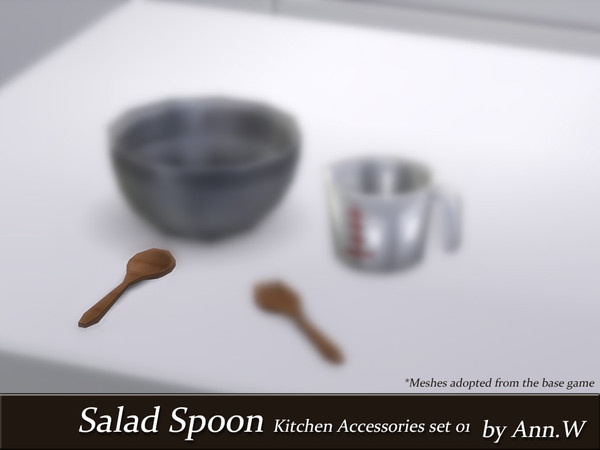 Sims 4 — Salad Spoon - Kitchen Accessories Set 01 by annwang923 — Adopted from the base game. I modified them to show