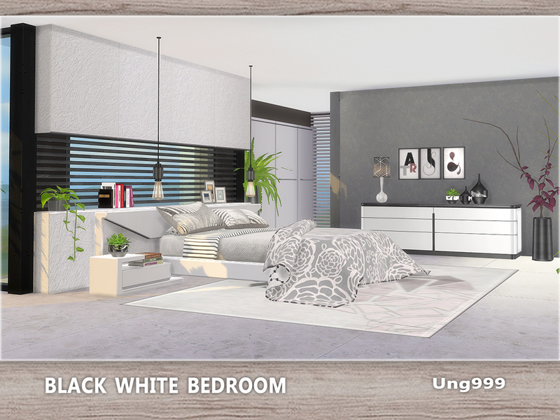 ung999's black white bedroom