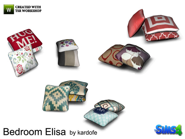Sims 4 — kardofe_Bedroom Elisa_Cushions 3 by kardofe — Group cushions placed on the floor, three different options 