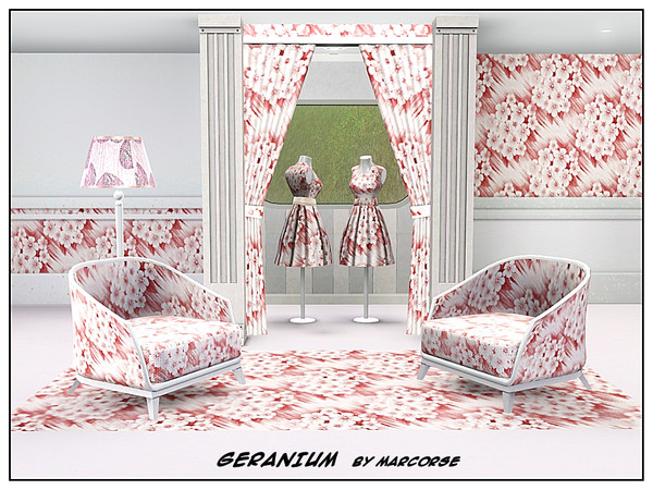 Sims 3 — Geranium_marcorse by marcorse — Fabric pattern: head of geranium flowers in soft red/brown