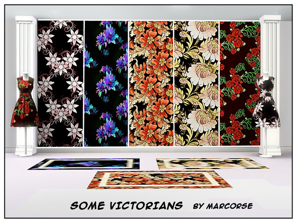 Sims 3 — Some Victorians_marcorse by marcorse — A selection of bold floral Fabric designs, including two Victorian