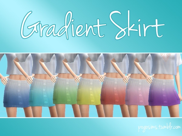 Sims 4 — Gradient Skirt - Get Together needed by PogoNR — A dip-dyed/gradient skirt. Recolored version of Get Together