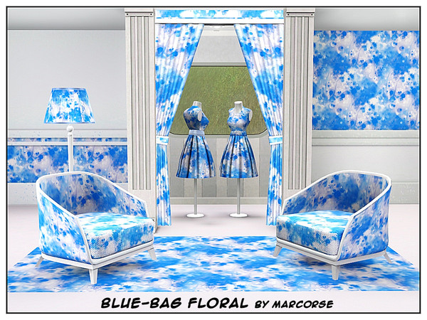 Sims 3 — Bluebag Floral_marcorse by marcorse — Fabric pattern: out of focus floral design in blue-bag blue and white 