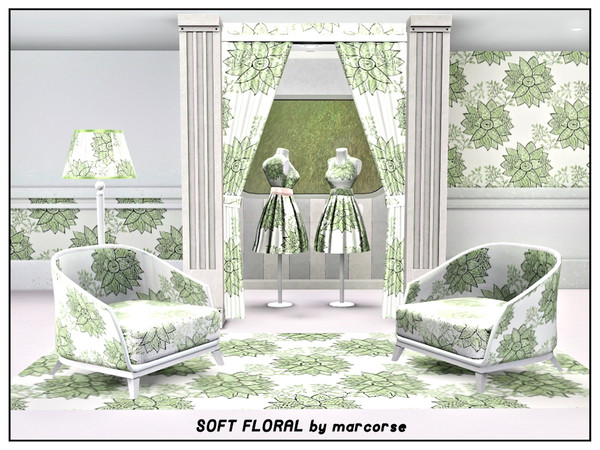 Sims 3 — Soft Floral_marcorse by marcorse — Fabric pattern: soft focus floral design in shades of green
