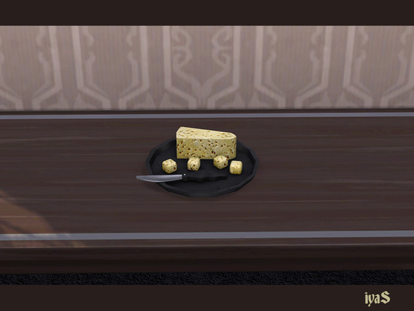 Sims 4 — Wings Plate with Cheese and a Knife by soloriya — Plate with cheese and a knife with a bat wing handle. 1 color