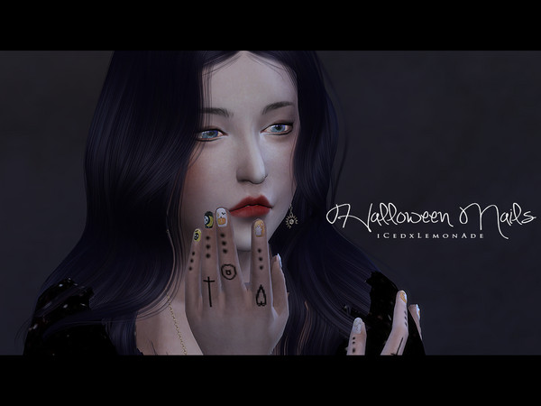 Sims 4 — Cutie HALLOWEEN Nails by iCedxLemonAde — ONLY ONE swatch l Mesh by @NataliS (Thanks for your beautiful mesh^^)