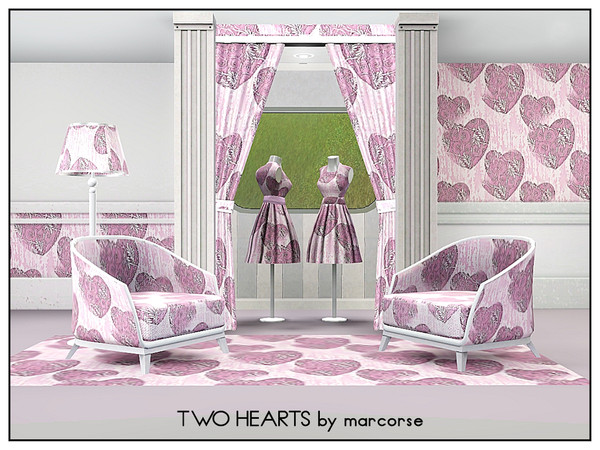 Sims 3 — Two Hearts_marcorse by marcorse — Fabric pattern: engraved hearts in two sizes in pink and white
