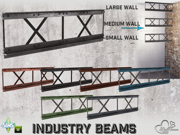 Sims 4 — Industry Beams Cross 2x1 MW by BuffSumm — Part of the *Build Industry Set*